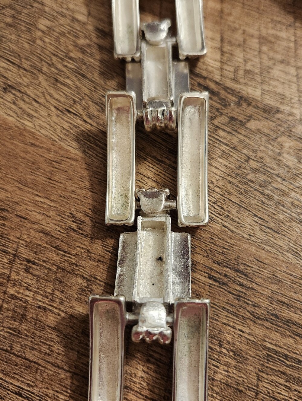 Silver-Tone Pyramid Link Necklace and Bracelet Set - Picture 8 of 12
